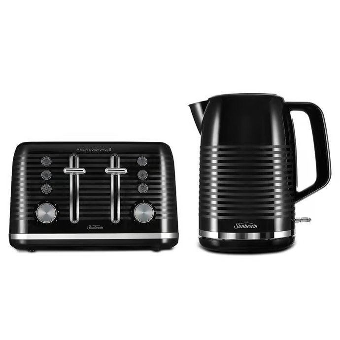 Sunbeam Kettle & Toaster Breakfast Set | 1.7L Kettle Hot Water Jug | 4 Slice Toaster Bread Browing Machine