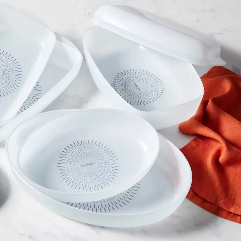 Essteele Ceramic Oval Glass Non Stick Roasting Dish 3.5L White