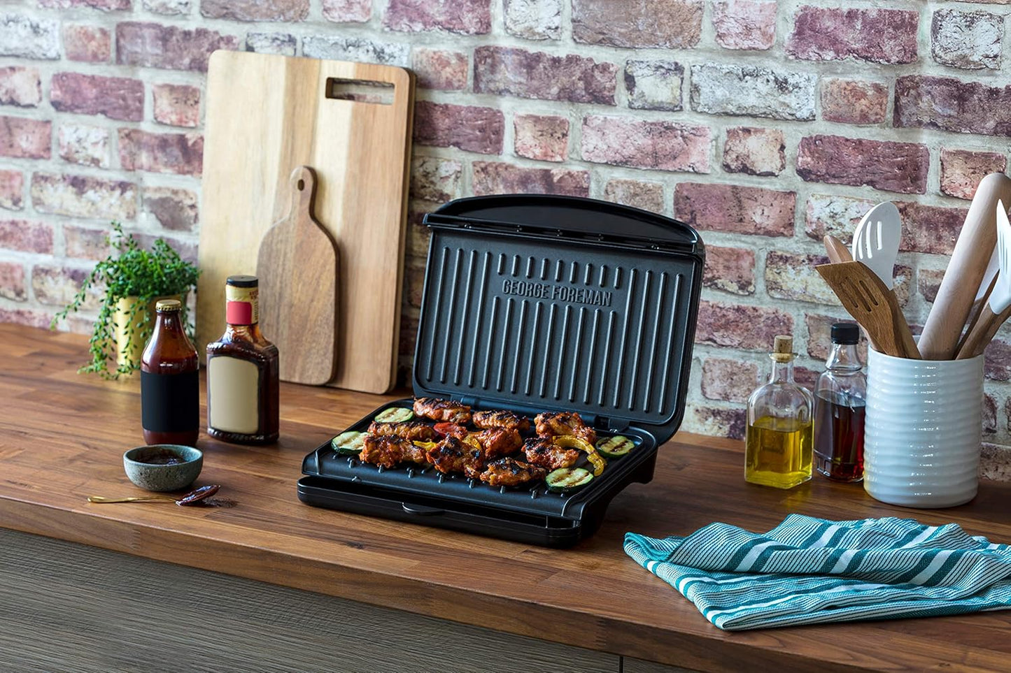 George Foreman Electric Grill Plate Non Stick Griddle Plates Meat Vegetable Sandwich