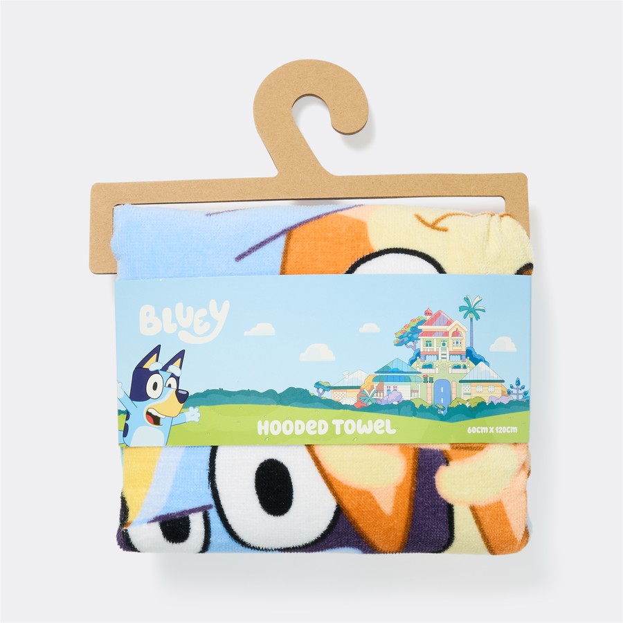 Bluey Hooded Beach Towel | Kids Toddler Cotton Absorbent Bingo Drying Towel 60x120cm