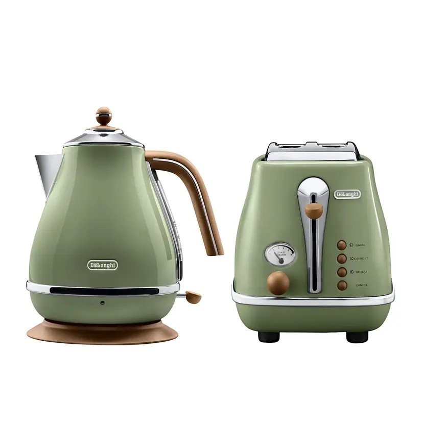 DeLonghi Icona Vintage Breakfast Pack | Kettle and Toaster Breakfast Making Kit | Home Kitchen Wedding Anniversary Gift