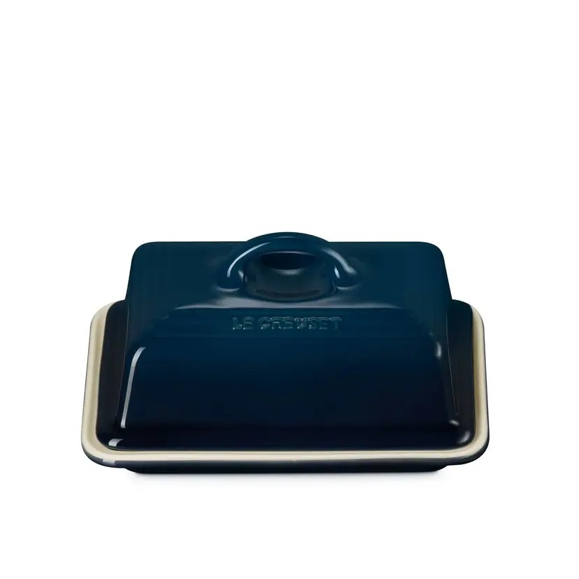 Le Creuset Stoneware Butter Dish Nuit | Kitchen Butter Dish Keeper | Stone Container Storage | Microwave and Fridge Safe