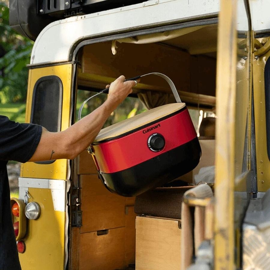 Cuisinart Venture Portable Outdoor Gas BBQ | Modern Style Features Porcelain Enamelled Cast Iron Grates | Ideal for Camping/ Beach/ Parks |