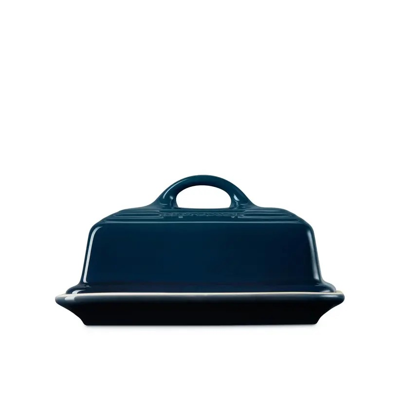 Le Creuset Stoneware Butter Dish Nuit | Kitchen Butter Dish Keeper | Stone Container Storage | Microwave and Fridge Safe