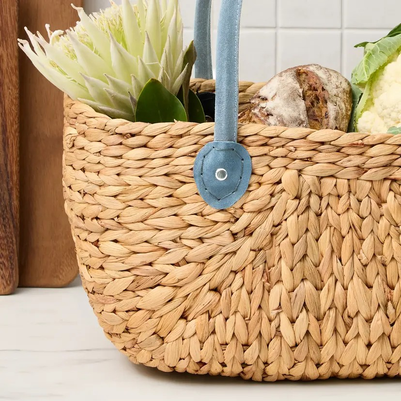 Carry Basket - Salisbury & Co Province | Suede Handle | Medium Grey/Blue | Picnic Basket