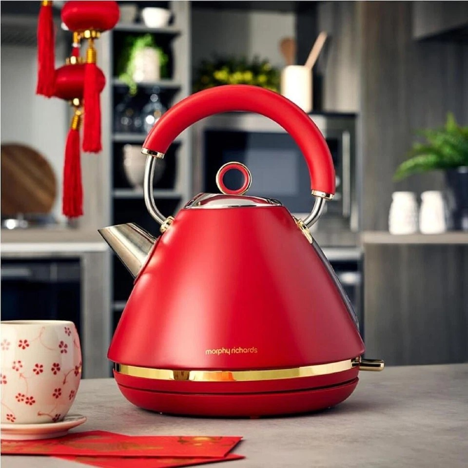 Morphy Richards Ascend Electric Kettle 1.5L | Dragon Red | Soft Gold Trim | Stylish & Fast Boil