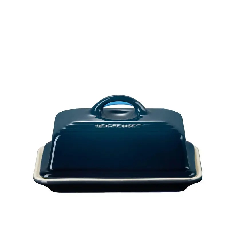Le Creuset Stoneware Butter Dish Nuit | Kitchen Butter Dish Keeper | Stone Container Storage | Microwave and Fridge Safe