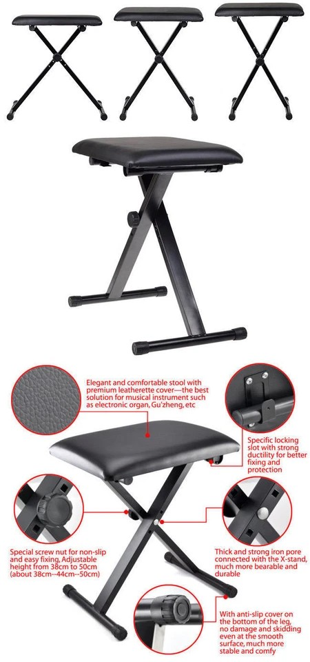 Portable Piano Stool Adjustable 3 Way Folding Keyboard Seat Bench Piano Chair AU