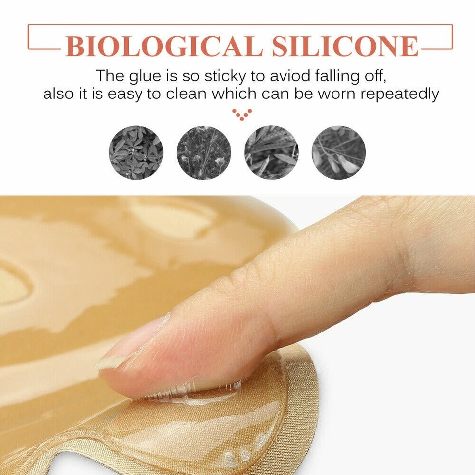 Invisible Silicone Bra | Rabbit Strapless Self-Adhesive | Lift Up Nipple Cover | Beige 9.5cm for A and B Cups