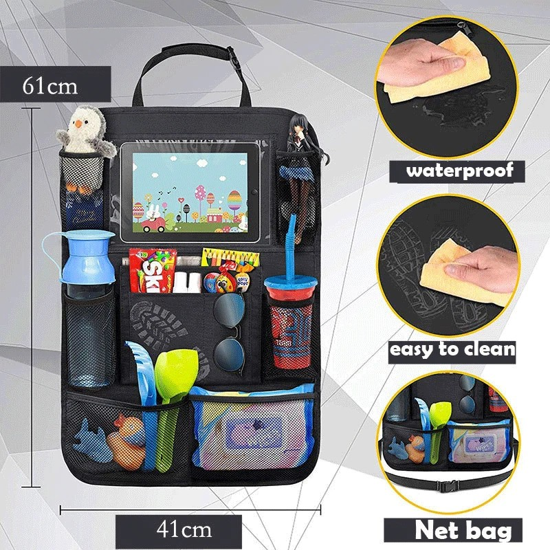 Car Seat Back Multi Pocket Tidy Storage Bag | Organizer Tablet Holder | Travel Pouch