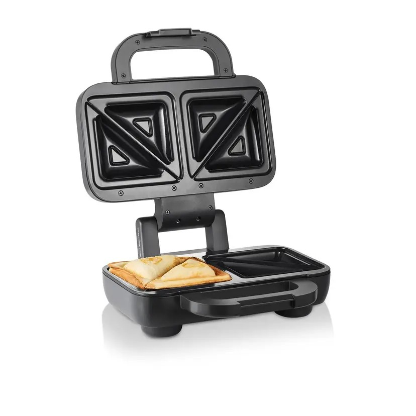 Sunbeam Turbo Crunch 2 Slice Toastie Maker | Stainless Steel | Extra Height Hinge to Hold Bread in Place | Built-in Cord Wrap | Space Saving | Duraceramic Coating