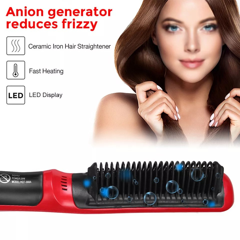 Mens Heated Beard Straightener | Hair Straightener | Brush Multifunctional Hair Comb | Curling Iron | Rapid Heating 15 Sec | No hair damage |