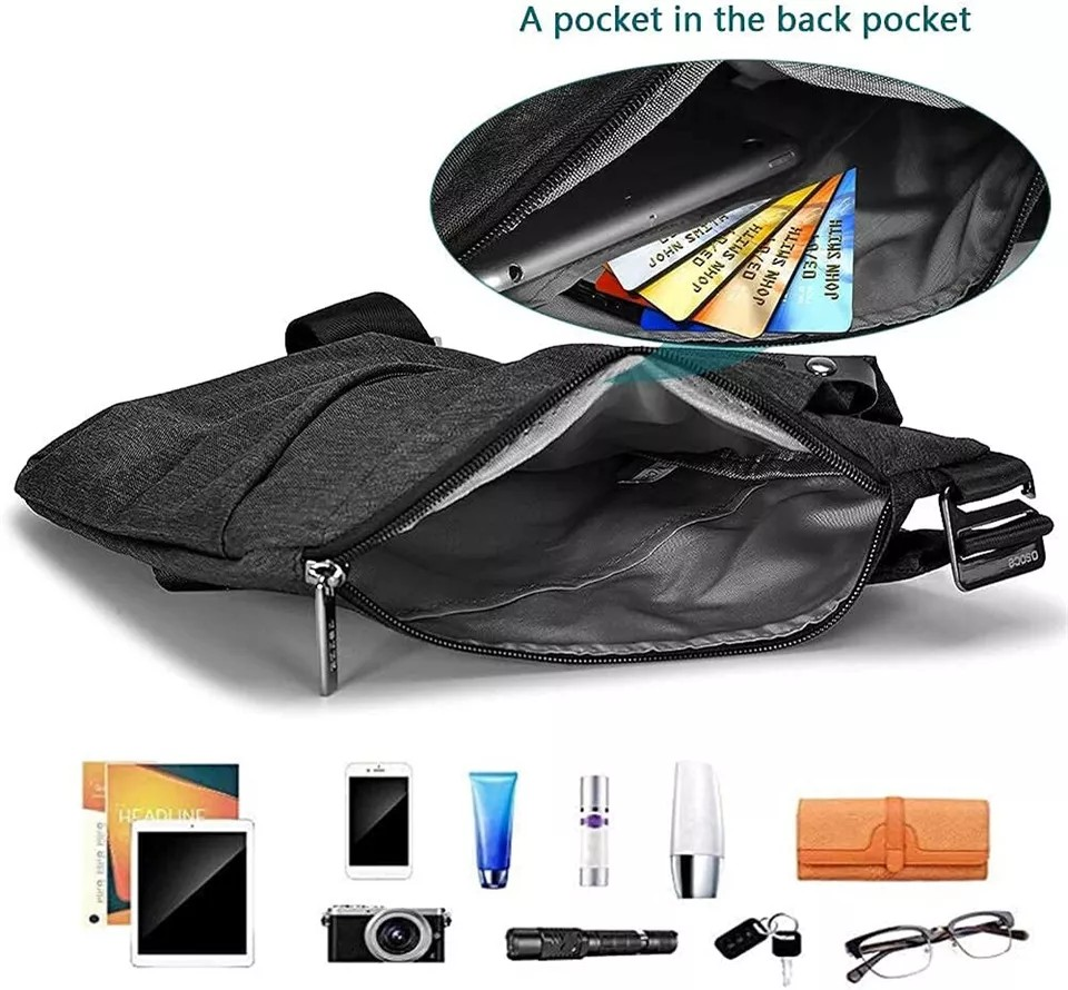 Men Chest Bag | Shoulder Backpack | Sling Cross Body Satchel | Travel Outdoor USB Port | Black