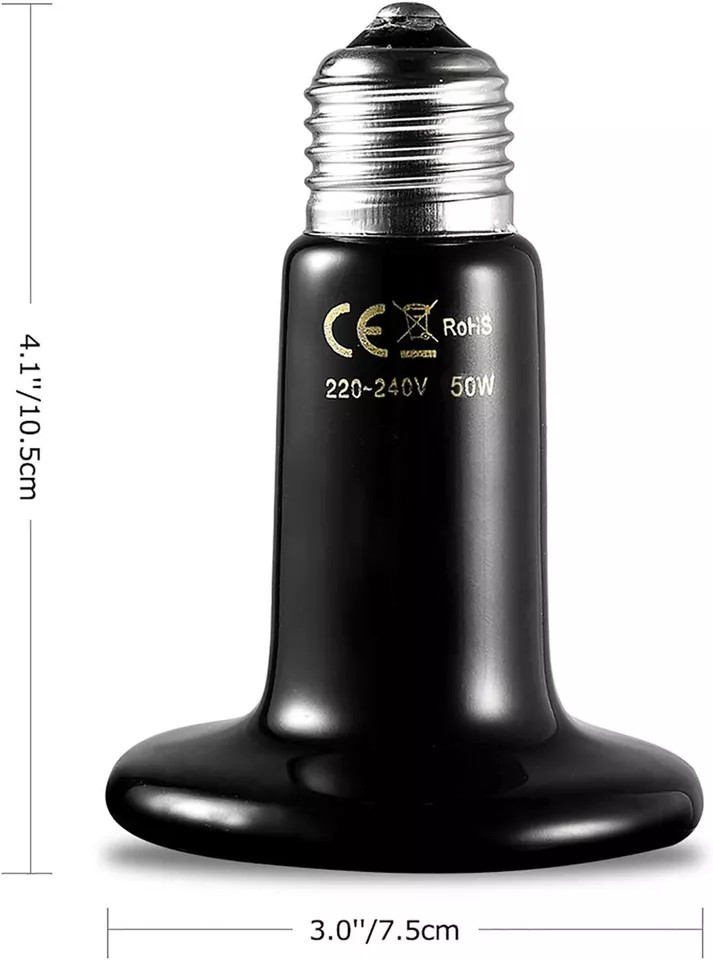 Ceramic Heat Emitter 50W-200W - Infrared Heat Lamp for Reptiles, Chickens & Pets | No Light Heat Bulb for Terrariums & Brooders