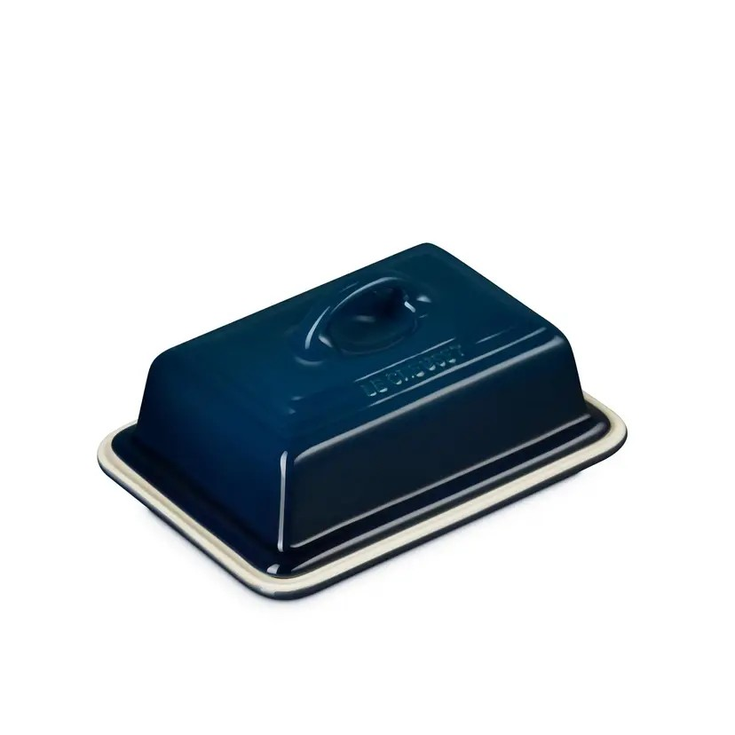 Le Creuset Stoneware Butter Dish Nuit | Kitchen Butter Dish Keeper | Stone Container Storage | Microwave and Fridge Safe