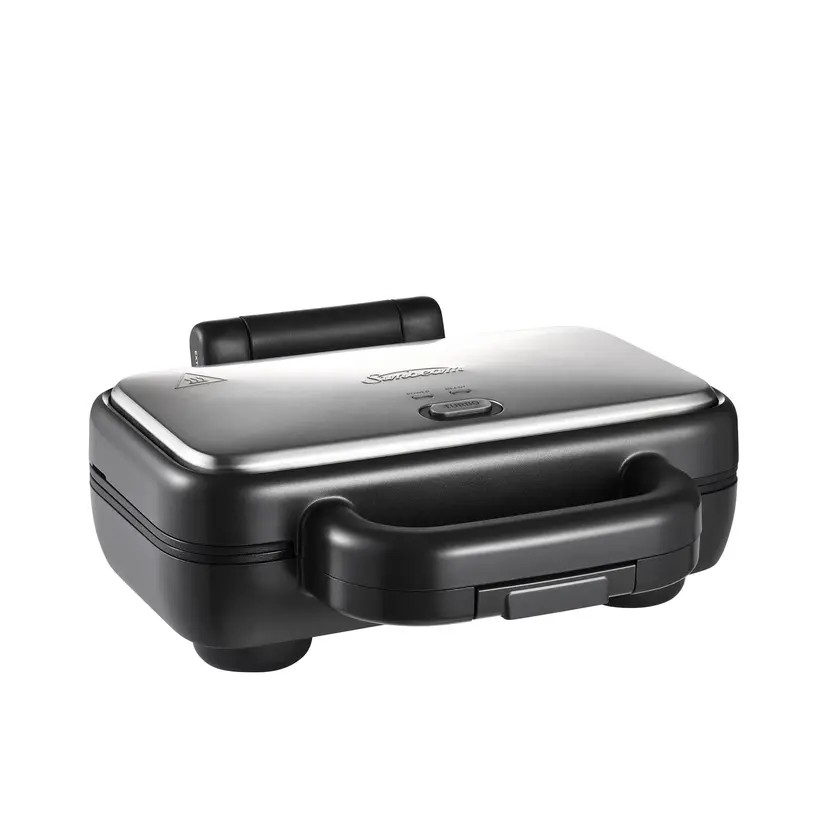 Sunbeam Turbo Crunch 2 Slice Toastie Maker | Stainless Steel | Extra Height Hinge to Hold Bread in Place | Built-in Cord Wrap | Space Saving | Duraceramic Coating