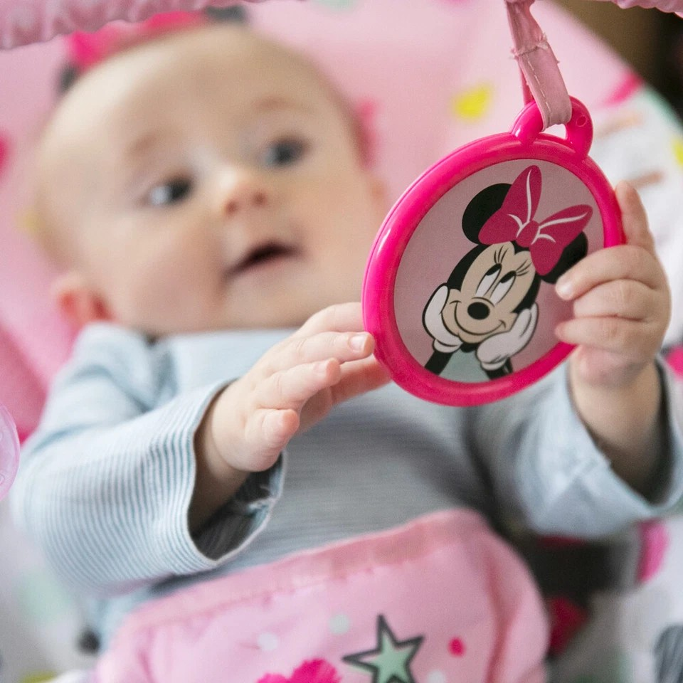Disney Bright Starts | Baby/Newborn Vibrating Bouncer Chair | 0m+ Minnie Mouse Pink