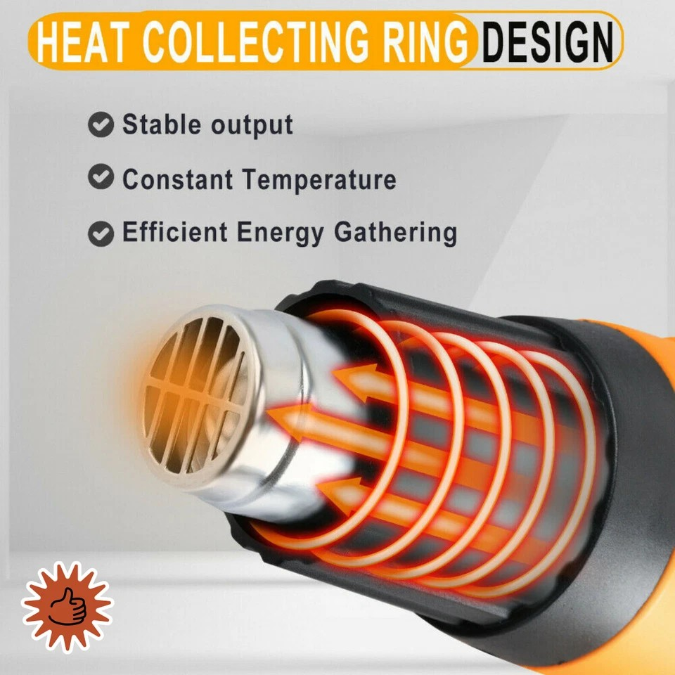 Electric Heat Gun | 60~650℃ 220V 2000W | Electric Heating Hot Air Gun | Temperature Power Tool | Loosen Rusty Bolts | Fire Starter |