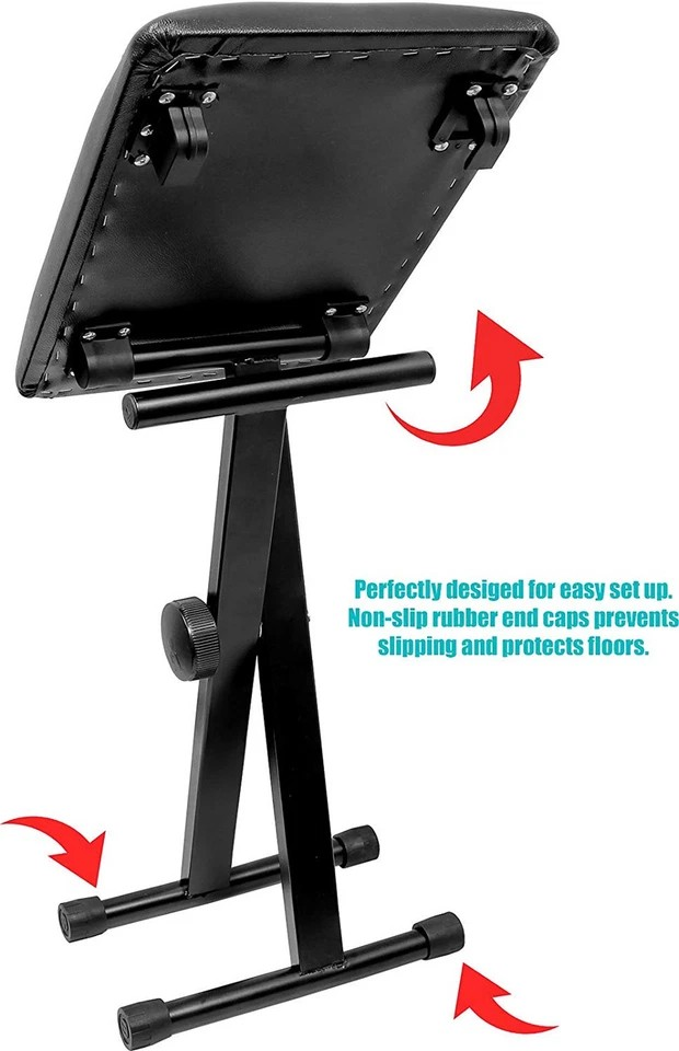 Portable Piano Stool Adjustable 3 Way Folding Keyboard Seat Bench Piano Chair AU