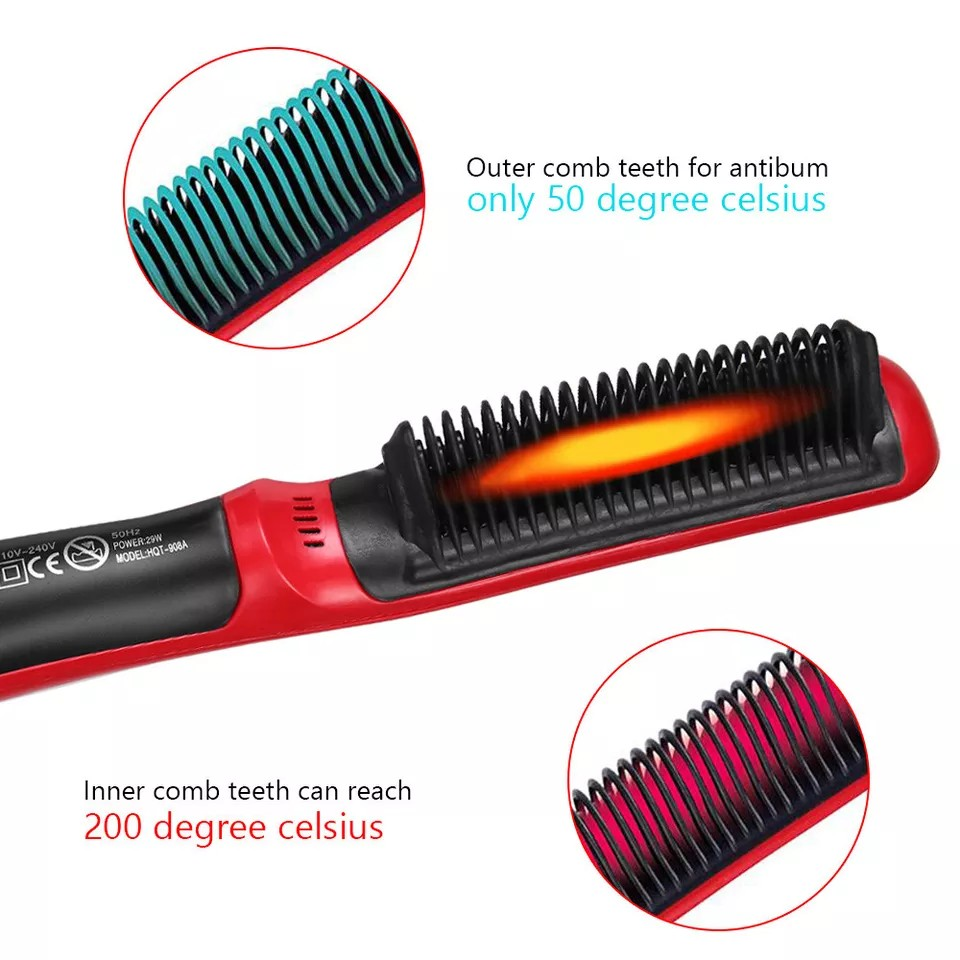 Mens Heated Beard Straightener | Hair Straightener | Brush Multifunctional Hair Comb | Curling Iron | Rapid Heating 15 Sec | No hair damage |