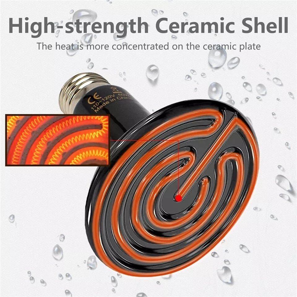 Ceramic Heat Emitter 50W-200W - Infrared Heat Lamp for Reptiles, Chickens & Pets | No Light Heat Bulb for Terrariums & Brooders