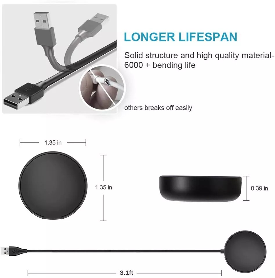 USB Charger Dock Cradle Cable for Samsung Galaxy Watch Active 1/2/3/4 | 40/41/44mm Watches | Table Current Transmission | Fast Charging