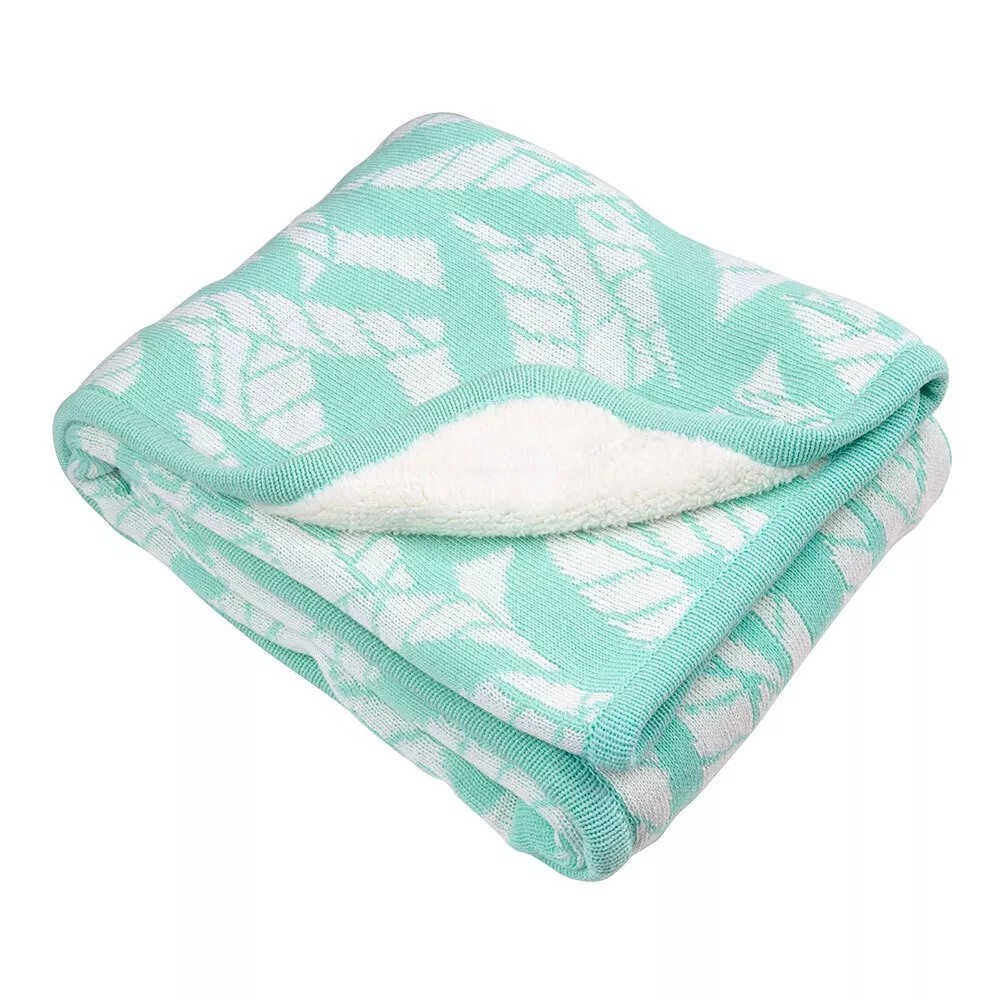 Playgro Fauna Friends Reversible Cot Baby Nursery Blanket Mint/White