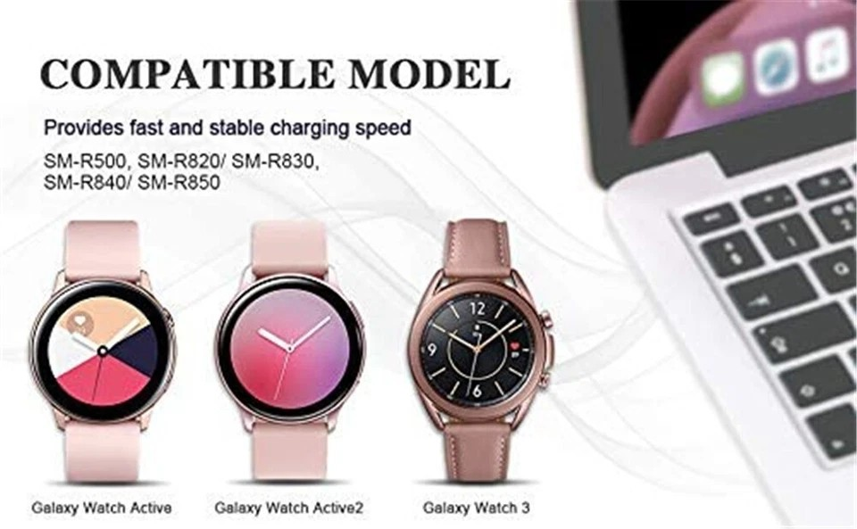 USB Charger Dock Cradle Cable for Samsung Galaxy Watch Active 1/2/3/4 | 40/41/44mm Watches | Table Current Transmission | Fast Charging