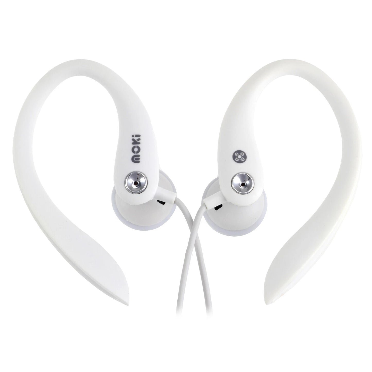 Moki Sports/Gym Headphones/Earphones w/Ear Hooks/3.5mm for iPhone/Android White