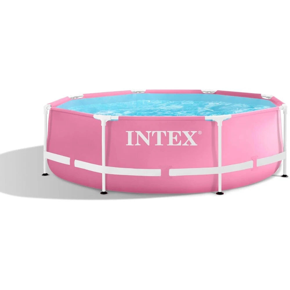 Intex Pink Metal Frame Backyard Pool | Outdoor 3ply Swimming Pool 2.44mx76cm | Summer Days Fun | 751 Gallon Capacity |
