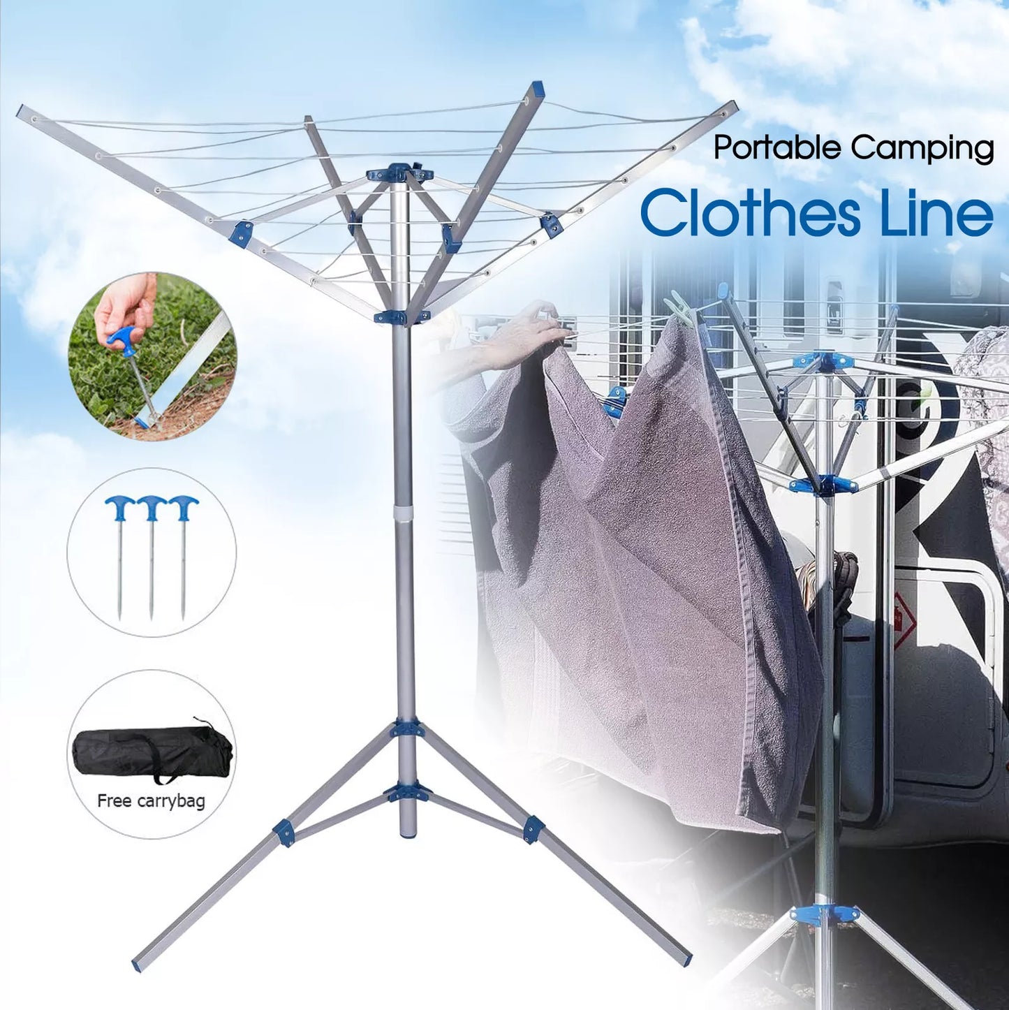 Foldable Camping Garment Hanger | Clothes Airer | Drying Rack | Laundry Towel Stand