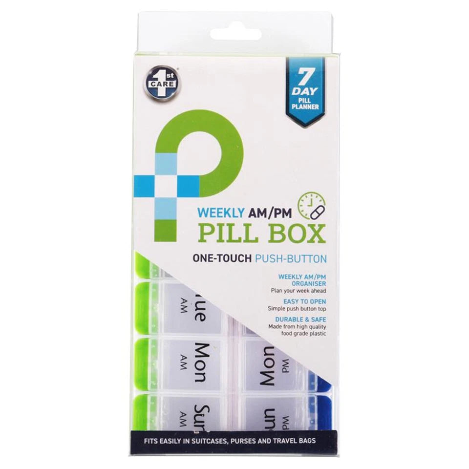 Pill Box Dispenser 7-Day | AM/PM Medication Organiser | Weekly Tablet Case 1Pc