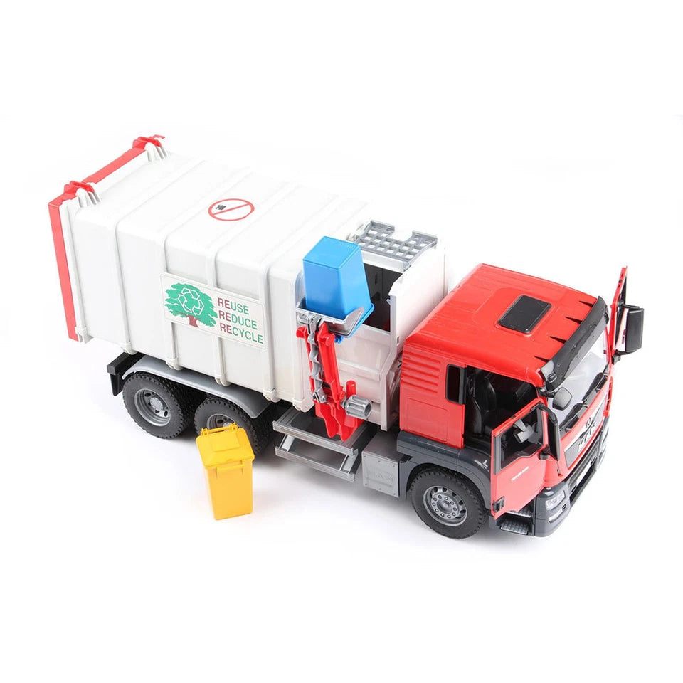 Side Loading Garbage/Recycling Truck w/Bin | Model MAN TGS | Size: 53 x 19 x 25.7 cm 1:16 | High Detail Model