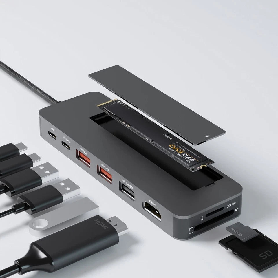 Mbeat Elite 9-in-1 USB-C Multiport Hub | w/ Built-in M.2 NVMe SSD Enclosure | Enabling quick charging of smartphones, tablets, and other USB devices | supporting modern and legacy devices (Copy)