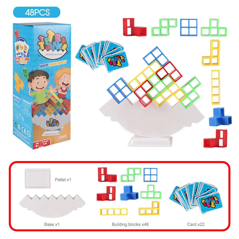 Tetra Tower | Balance Stacking Blocks Game | Team Toys | Gifts Kids Adults 96Pcs | Fantastic icebreaker conversation