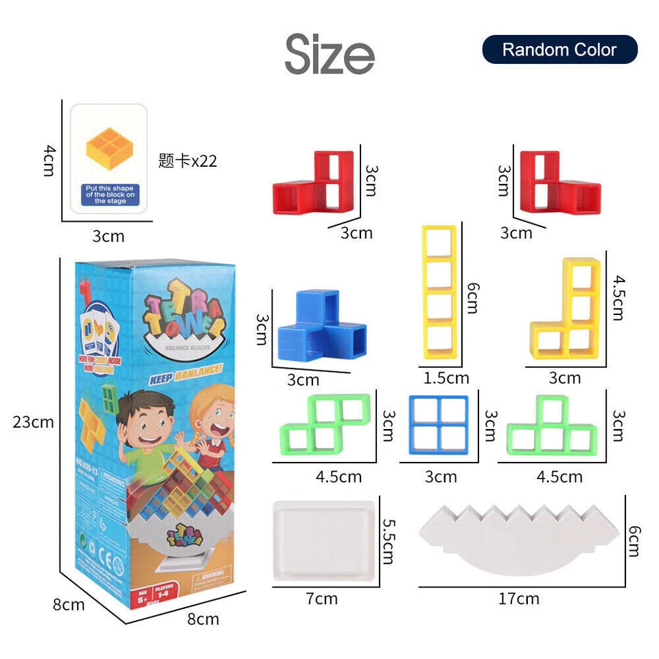 Tetra Tower | Balance Stacking Blocks Game | Team Toys | Gifts Kids Adults 96Pcs | Fantastic icebreaker conversation