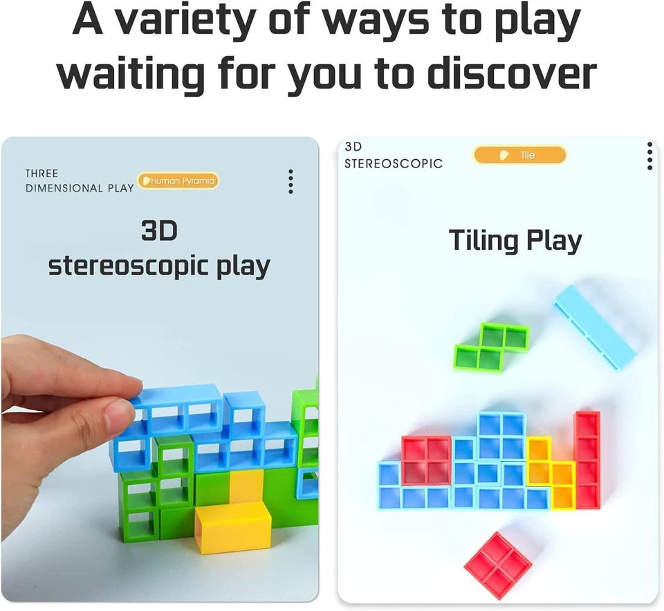 Tetra Tower | Balance Stacking Blocks Game | Team Toys | Gifts Kids Adults 96Pcs | Fantastic icebreaker conversation
