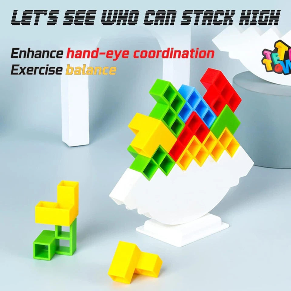Tetra Tower | Balance Stacking Blocks Game | Team Toys | Gifts Kids Adults 96Pcs | Fantastic icebreaker conversation