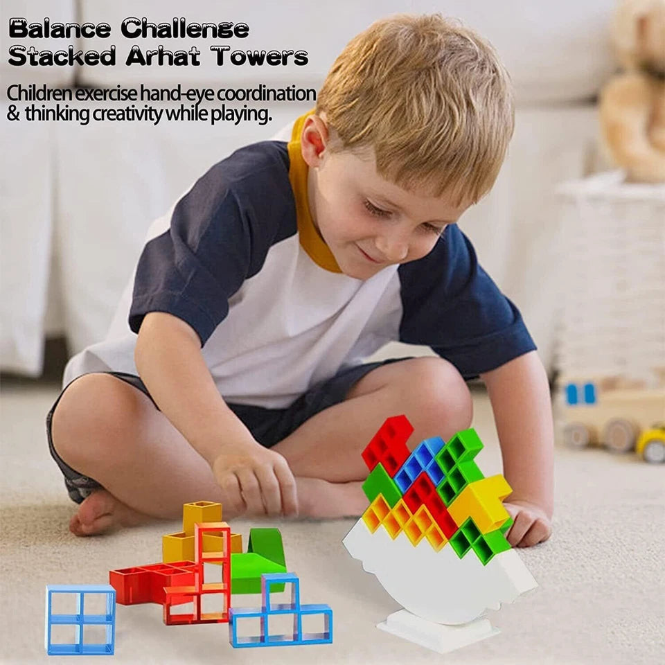 Tetra Tower | Balance Stacking Blocks Game | Team Toys | Gifts Kids Adults 96Pcs | Fantastic icebreaker conversation