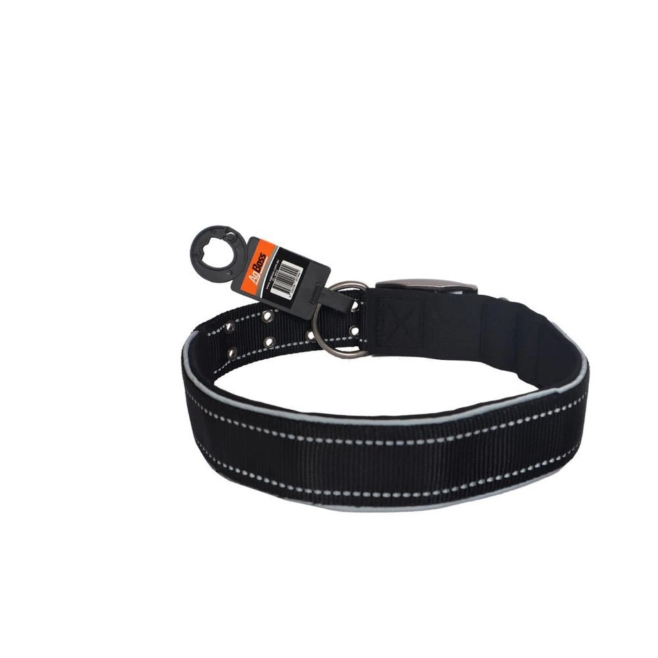 Reflective Dog Collar 70cm | Heavy Duty Farm Pet Neck Strap | Black | Size 70cm