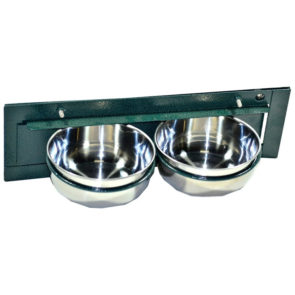 Show Master Twin Swivel Stainless Steel Bird/Animal Feeders Green 6inch