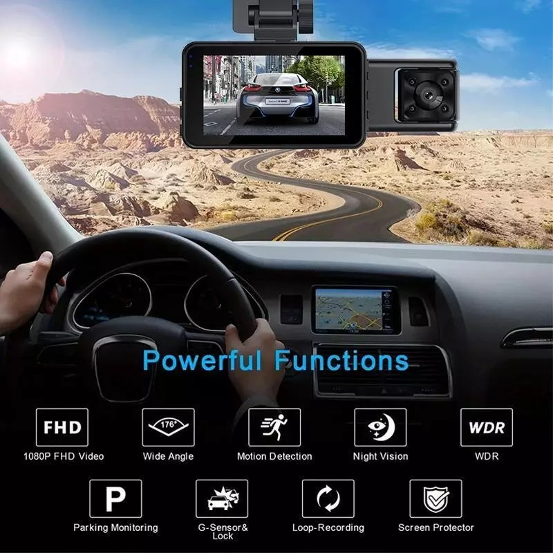 Car Dash Dual Camera | 1080P WIFI | WiFi-APP Control | HD resolution Video Recorder Front Rear | Inside Night Vision | Ride Share Driver Needs |