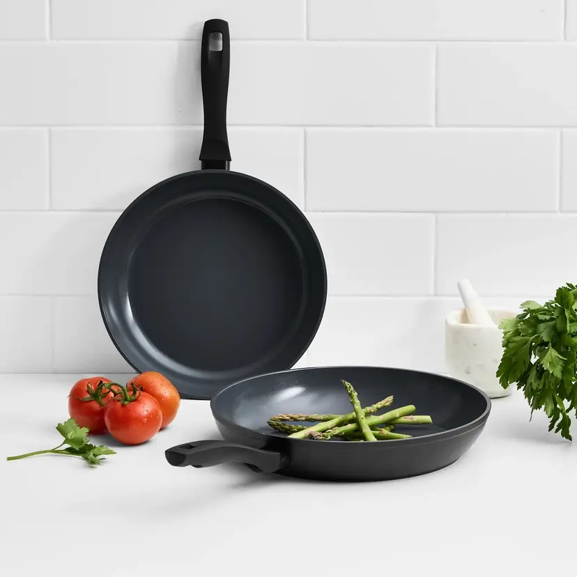 Wolstead Stonetek Ultra | 2pc Frypan Set | 24cm and 30cm Black | Non-stick | free from PFAS, PTFE, PFOA, lead and cadmium