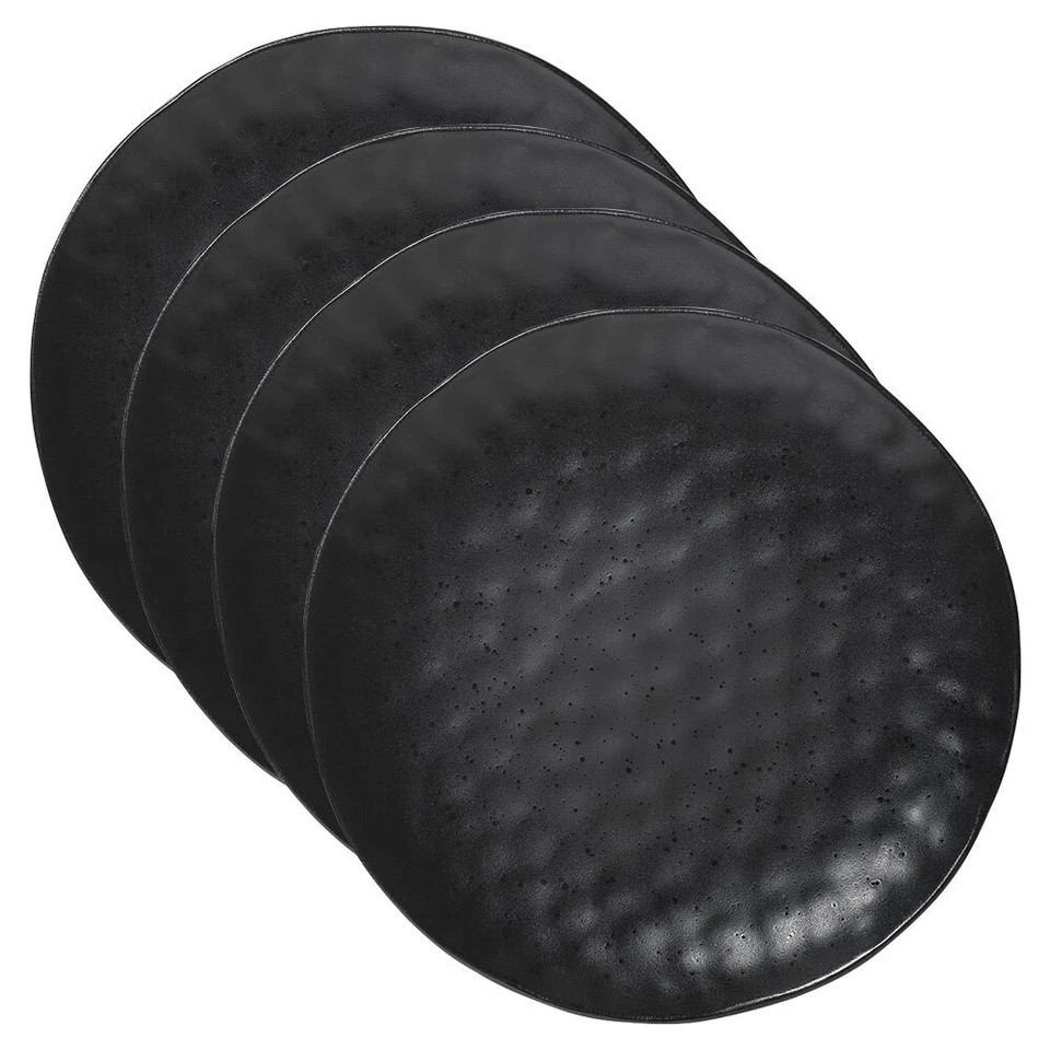 Stoneware Dinner Plate Dish| Round Tableware Black | 4x Ecology Speckle Ebony 27cm