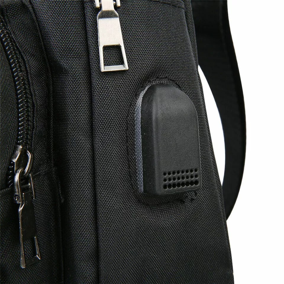 Men Chest Bag | Shoulder Backpack | Sling Cross Body Satchel | Travel Outdoor USB Port | Black