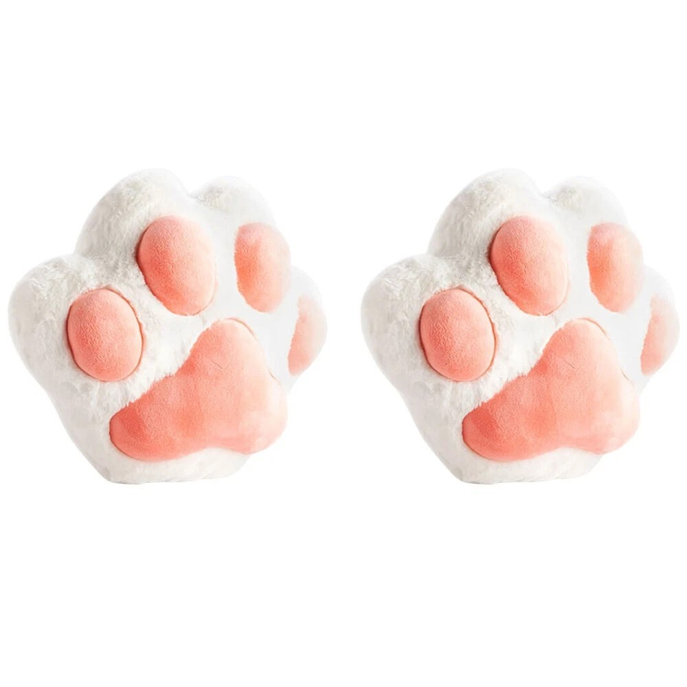 Paw Cushion | Fluffy Faux Fur Plush | Soft Toys 25x22cm Assorted | 2PK Furever Pets