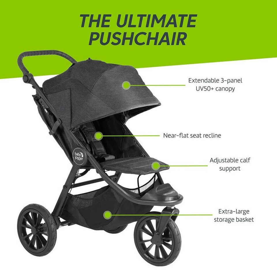 Baby Jogger City Elite 2 | Opulent Black | All Terrain Folding Travel Stroller