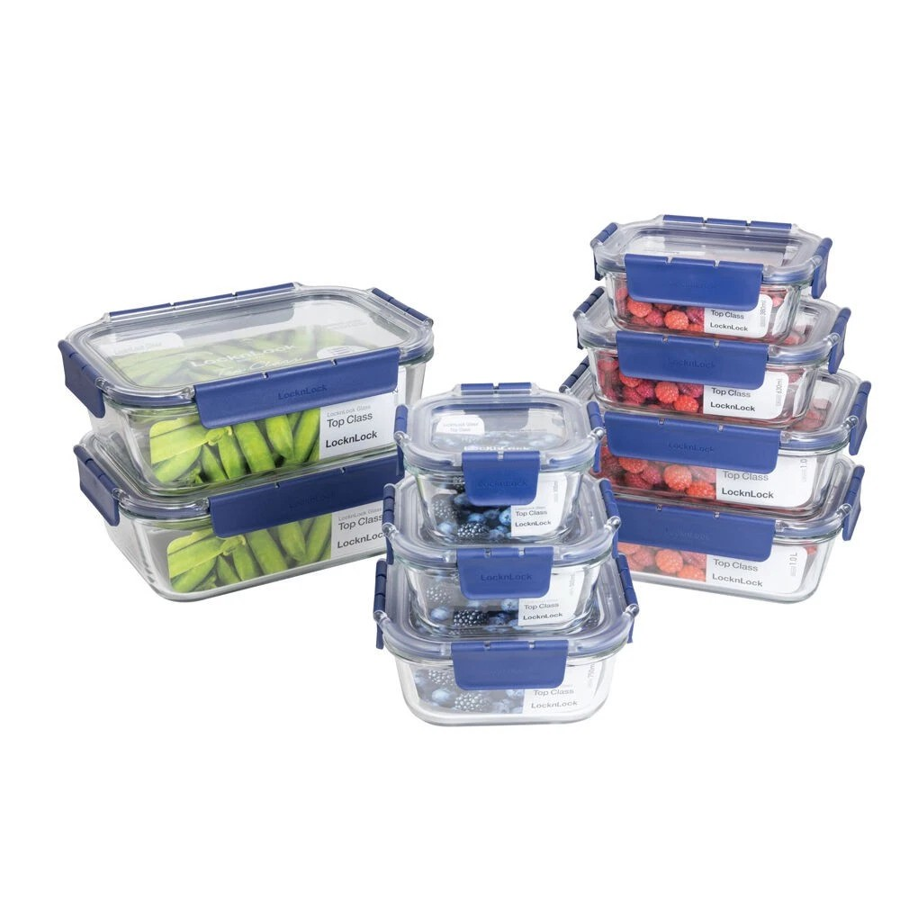 Glass Airtight Food Storage | 9 Pc Starter Set | Top Class Lock'nLock Container