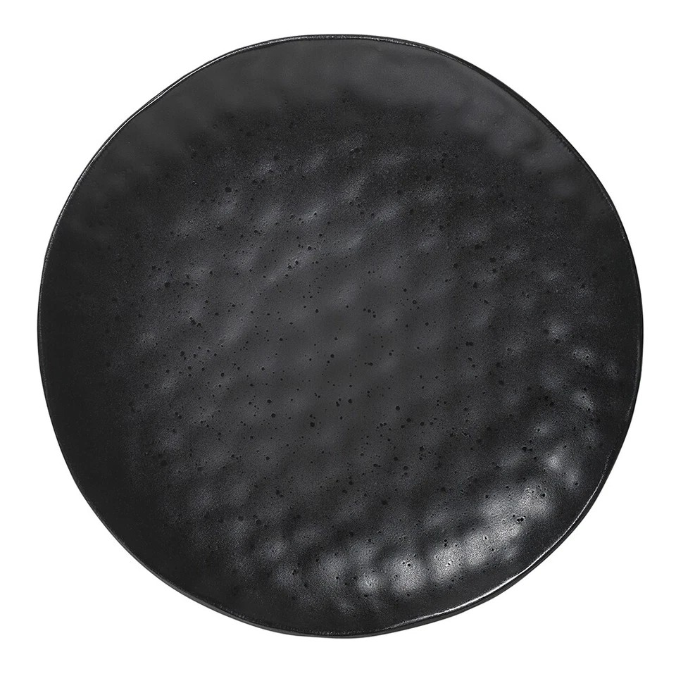 Stoneware Dinner Plate Dish| Round Tableware Black | 4x Ecology Speckle Ebony 27cm