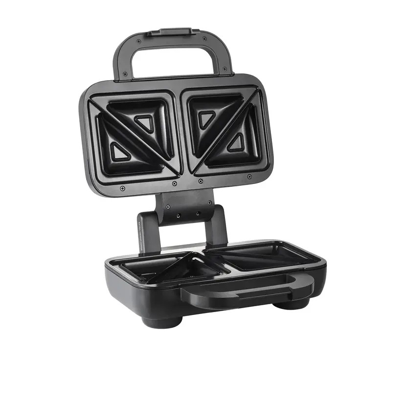 Sunbeam Turbo Crunch 2 Slice Toastie Maker | Stainless Steel | Extra Height Hinge to Hold Bread in Place | Built-in Cord Wrap | Space Saving | Duraceramic Coating